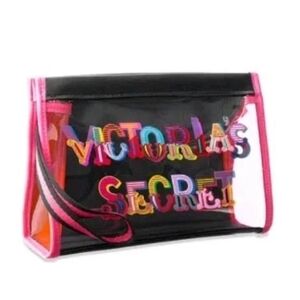 VS Clear Multicolor Logo Cosmetic Bag Victoria's Secret NWT